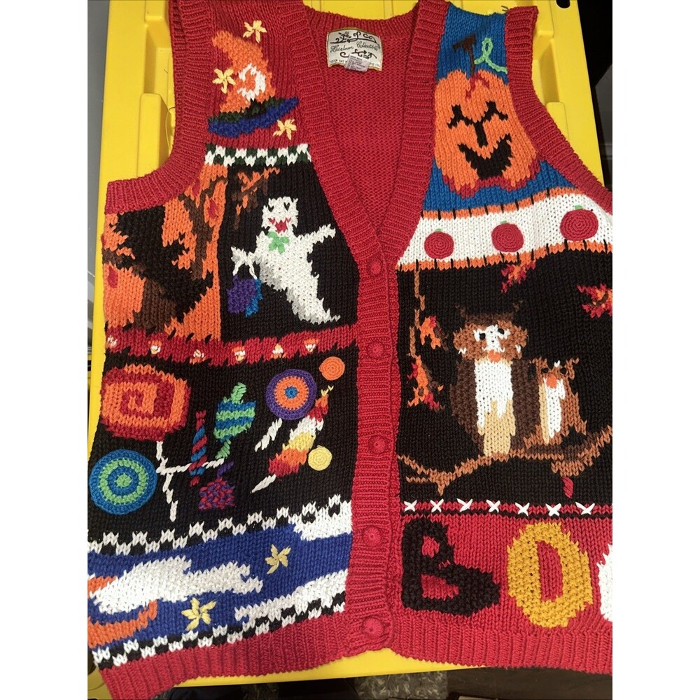 Festive Red Halloween Sweater Vest